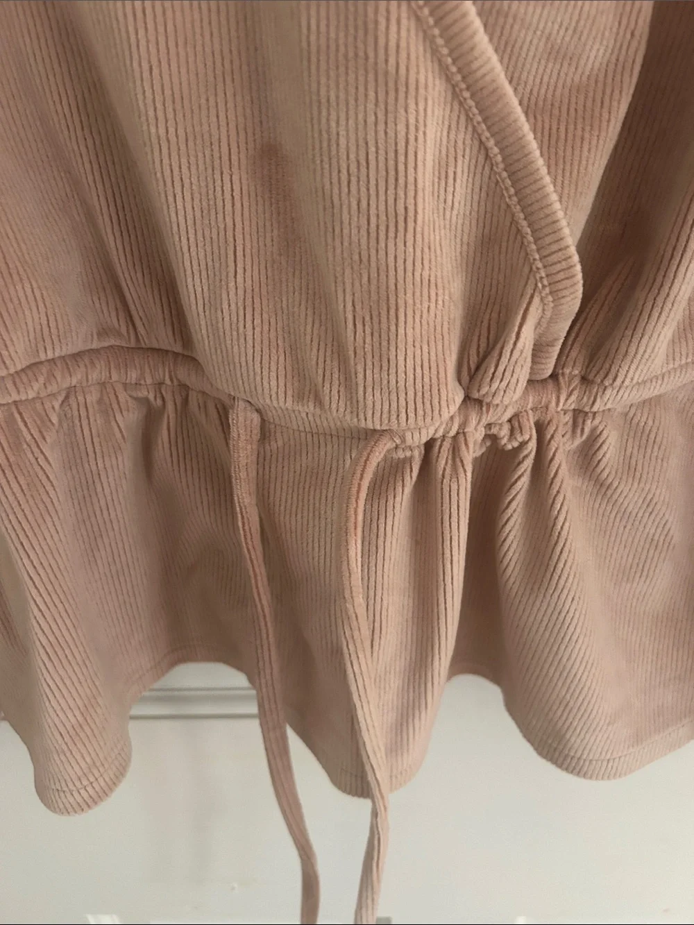 Madewell Taupe Corduroy Wrap Blouse with Drawstring